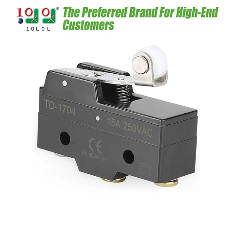 Micro Limit Switch For EZGO TXT Golf Cart Direction Selector With Roller, 3 Terminal, 15 Amp, black housing