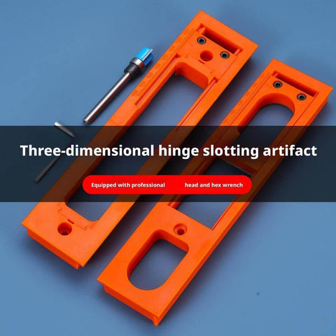 Door Hinge Jig Installation Kit With Adjustable Template And Milling Cutter For Precise Hinge Alignment, orange plastic parts