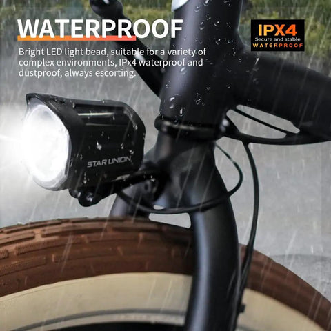 High Brightness LED Front Headlight For Night Riding On 12V To 60V E Bikes And Electric Scooters 2 Pin Connector 470Mm Wire Waterproof QD252 Plug Built For Safe Night Rides On City Streets And Rugged Trails