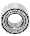 Close-up of a silver front bearing from Beefed Up Front And Rear Wheel Bearing Hub Kit For Mazda 3 2005 To 2013 And Mazda 5 2006 To 2013 4 Piece Replacement Set