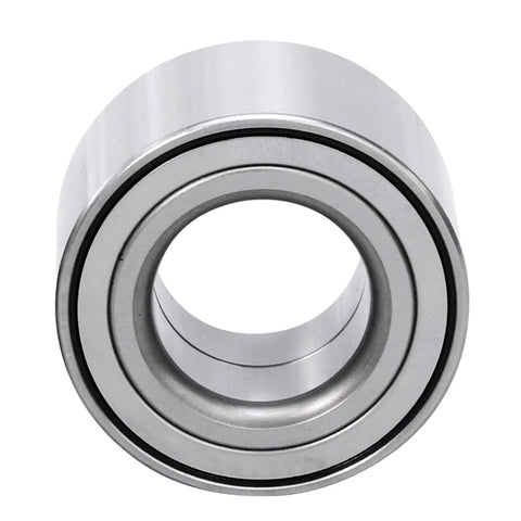 Close-up of a silver front bearing from Beefed Up Front And Rear Wheel Bearing Hub Kit For Mazda 3 2005 To 2013 And Mazda 5 2006 To 2013 4 Piece Replacement Set