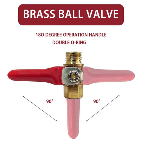 Four Pack One Quarter Inch Brass Ball Valve Shut Off Set With NPT Male And Female Threads Heavy Duty Air Compressor Fittings