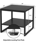 Premium Black Square End Table With Rich Wood Grain Finish Heavy Duty Frame And Cold Beer Mini Fridge Stand dimensions 20x20x20 inches with adjustable foot pads.