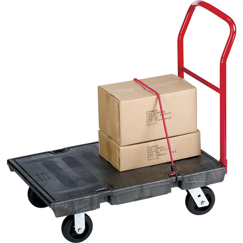 Rock Solid 36 by 24 Inch Platform Truck Rated for 1000 Pounds Built like a Tank Black Cargo Dolly With Textured Grip Surface and Rust Proof Steel Handle for No Sweat Warehouse Moves and Shop Jobs