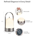 Battery Powered Outdoor Lantern Table Lamp Waterproof 4000mAh Cordless Rechargeable 4 Level Touch Dimmable with metal handle
