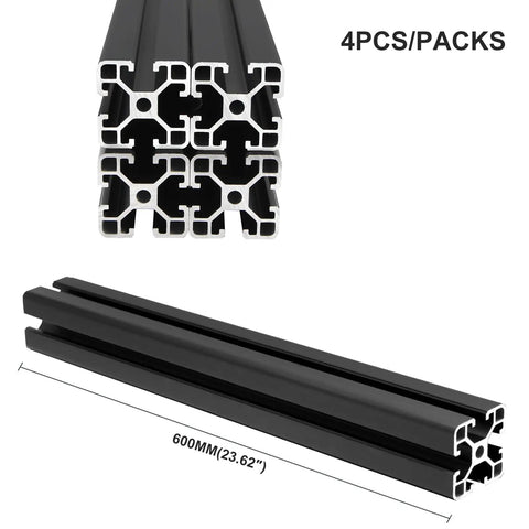 4Pack 4040 T Slot Aluminum Extrusion 600mm Black 40x40 Anodized European Standard Framing for DIY 3D Printer Builds and CNC Projects