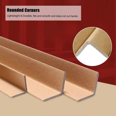 100 Pack Cardboard Corner Protectors And Edge Guards For Shipping Reinforce Boxes With Recycled Pallet Corner Blocks, showing rounded corners.