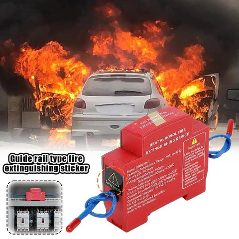 Hassle Free Plug And Play Automatic Fire Suppression System Heavy Duty Aerosol Extinguisher For Electrical Cabinets And Battery Boxes Instant 170 Degree Trigger Dual Nozzles Din Rail Mount 40 Gram Cartridge