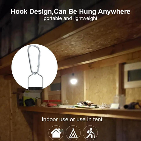 Rechargeable USB Light Bulbs With Remote And Timer 3CCT 3000K To 6000K 10 Level Brightness hanging in a wooden cabin