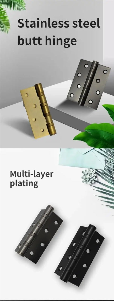 2 Pack Multicolor Stainless Steel Flat Door Hinges For Wood Doors No Brainer Heavy Duty Butt Hinges With Silent Operation