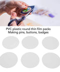 Clear Circle Mylar Protective Sheets For Badges Pins And Fridge Magnets Round Protector Film DIY crafts kit shown