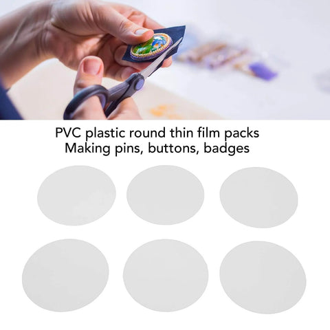 Clear Circle Mylar Protective Sheets For Badges Pins And Fridge Magnets Round Protector Film DIY crafts kit shown