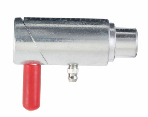 3/4 Inch Cam Lock Wrecker Pin Set showing heavy duty zinc plated twist lock plunger with red handle for towing applications.
