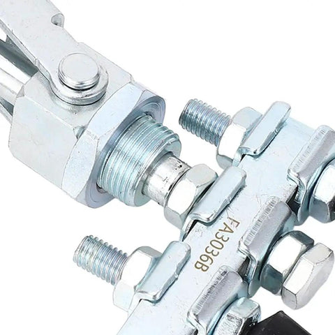 Beefy Push Pull Toggle Clamp With Double Head And Quick Release Heavy Duty 39Mm Stroke 136 Kg Clamping Force For Welding And Fixtures Dual Pressure Heads With Rubber Pads For Vertical Or Horizontal Hold, galvanized iron body close-up