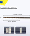 Heavy Duty Pro Grade Cobalt Drill Bit One Eighth Inch M35 High Speed Steel Jobber Length Drill Bit With 135 Degree Point For Hard Metal Stainless Steel And Cast Iron Includes Handy Index Storage Case Pack Of Ten shown with size details