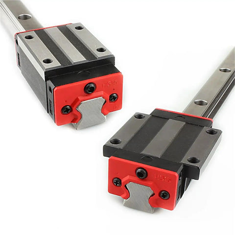 Heavy Duty HGR15 Linear Guide Rail With Smooth Sliding Bearing Blocks For CNC Machines And DIY Projects That Are Total Game Changers In Automation Fields, close-up view.