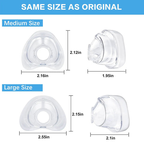 Two Pack Replacement Nasal Cushion For AirFit N20 Medium Compatible With Original AirFit N20 Frame And Elbow size comparison