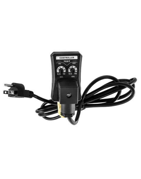 Automatic Timed Drain Valve For Compressed Air Systems, 2 Pack, 110V AC, close-up of controller with adjustable settings and plug