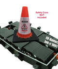 Top Shelf Reflective Safety Cone Collar Kit For EV Repair High Voltage Danger Warning Sign 3 Pack displayed on EV battery.