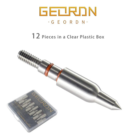Stainless Steel Arrow Field Points Set Of 12 For Practice Arrows, 100 125 150 175 200 Grain Weights, Clear Plastic Box