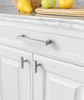 10 Pack Brushed Satin Nickel Cabinet Pulls 5 Inch Center To Center Square Drawer Handles For Kitchen Cabinets Installed
