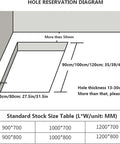 Hole reservation diagram for Rock Solid Aluminum Alloy Pull Down Attic Ladder, detailing sizes and dimensions for installation.
