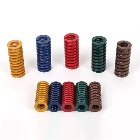 Ten Piece Heavy Duty Compression Spring Sets For Die Mold Loading 60mm Length industrial grade steel springs in various colors.