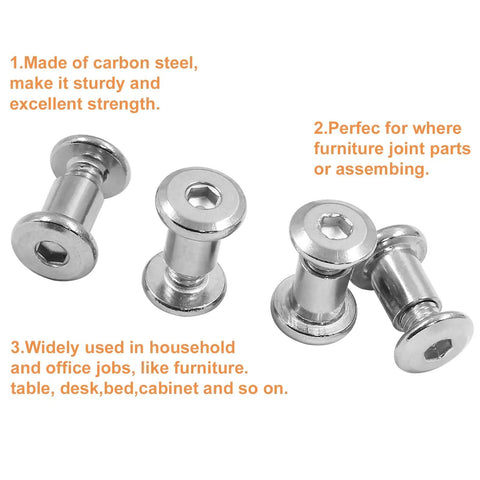 Straight Up Premium M6 X 8mm Screw Post Binding Screws For Leather Crafting And Bookbinding With Hex Key, Set Of Twelve showing stainless steel fasteners.