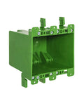 Old Work BaseBox Expandable Double Gang PVC Electrical Box With 8 Knockouts And 4 Wings, 32 Cu In Capacity for switches and outlets