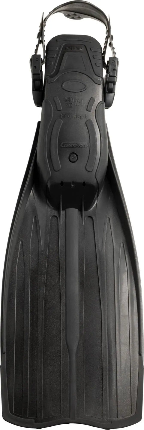 Pro Light Adjustable Open Heel Dive Fins For Scuba And Snorkel Enthusiasts, Easy Kick With Dual Material Blade, Black Medium Large