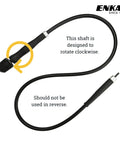 Heavy Duty Flex Shaft With 1/4 Inch Keyless Chuck 56 Inch Drill Extension Cable showing clockwise rotation design