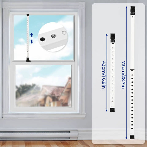 Heavy Duty Adjustable Window And Sliding Door Security Bar Anti Lift Safe For Children Indoor Use, Portable Iron Construction