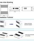 Three-view drawing and installation tutorial for Bulk 40 Pack Factory Price Industrial Gigabit PoE Switch With 3 Ports, Fiber SFP Slot.