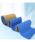 Top Shelf Soundproof Foam Panels For Walls Thick Acoustic Treatment Tiles Quick Peel Echo Silencer Polyurethane Noise Dampening Pads shown in a roll with textured blue surface.