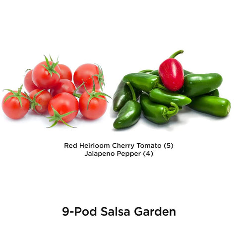 Salsa Garden Seed Pod Kit For Indoor Growers, 9 Pod Pack With Non GMO Seeds, Pesticide Free, Germination Guarantee with tomatoes and peppers.
