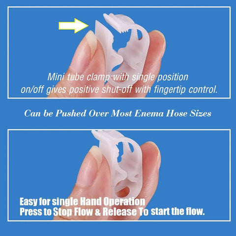 Premium Plastic Tube Clamps For 1/4 To 1/2 Inch Tubing, Adjustable Flow Control Hose Clip shown with fingertip control operation
