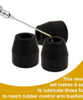 Five Piece Grease Gun Needle Tip Adapter Kit with black rubber caps and needle, ideal for tight narrow spaces and deep holes