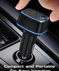 Super Slim 3 Port USBC Car Charger With Dual PD 20W Fast Charging And Quick Charge Adapter plugged into a car socket.