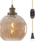 Plug In Pendant Light With Dimmable Switch And Blue Glass Hammered Globe Shade For Dining Room Kitchen Island And Bedroom Dope Farmhouse Vibe Hanging Light Fixture On Cord Six Candle Style
