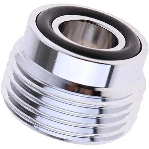 Chrome plated brass tank valve adapter with O-ring, part of Tank Valve Adapter Two Pack For Scuba DIN To Yoke Conversion Chrome Plated Brass Cylinder Converter With O Rings G Five Eighths Fourteen DIN Thread Durable Polished Surface