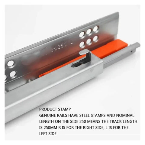 Heavy Duty Side Mounted Ball Bearing Drawer Slides Featuring Slick Push To Open Action Rock Solid Cabinet Runners Built Tough for 12 Inch Length.