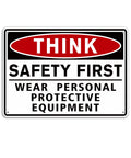 No Nonsense Safety First Sign Stickers Red Waterproof Durable PPE Warning Sign For Workplace Lab Construction Site