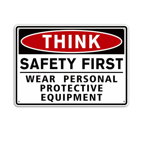 No Nonsense Safety First Sign Stickers Red Waterproof Durable PPE Warning Sign For Workplace Lab Construction Site