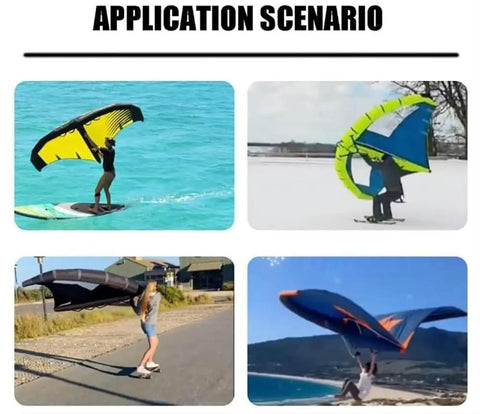 Kitesurfing Wind Wing Foil Surge Wing with Two Window Design in various water and snow sports applications.
