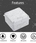 IP65 Weatherproof Outdoor Electrical Junction Box Enclosure, ABS Plastic, Dustproof And Water Resistant, 3.9 x 3.9 x 2.8 Inch