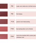 Top Notch Sandpaper Pack Featuring 50pcs Grit 180 Aluminum Oxide Discs With Hook Loop For Fast Wood Metal Rust Removal Polishing And Smoothing Surfaces, showing grit chart for wood and metal sanding.