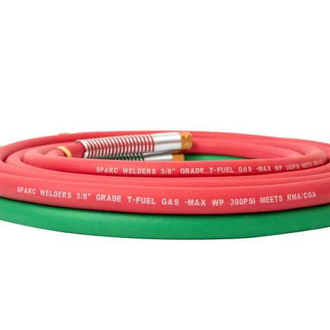 Three Eighths Inch Grade T Cutting Torch Hose For Oxygen And Acetylene Welding Gas With B Fittings And Strain Relief 25 Feet