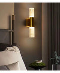 UHRLGHS Modern Bubble Crystal LED Wall Lamps Bathroom Dresser Living Room Bedroom d/Silver Wall Sconces Indoor Decor Lighting Lustres,Gold-Warm White on wall beside bed.
