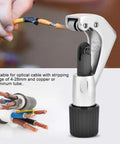 Heavy Duty Cable Stripper Wire Cutter For 4-28mm Optical Copper And Aluminum Tubes Precision Electrical Stripping Tool in use.