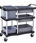 3 Tier Heavy Duty Utility Cart On Wheels With Removable Bins Mobile Storage Cart For Kitchen And Restaurant Hotel Or Office